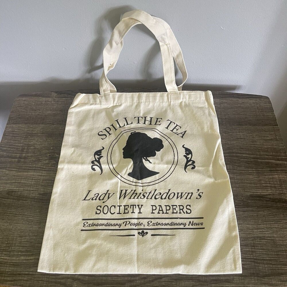 Women’s Spill the Tea Lady Whistledown’s Society Papers Off White Tote Bag